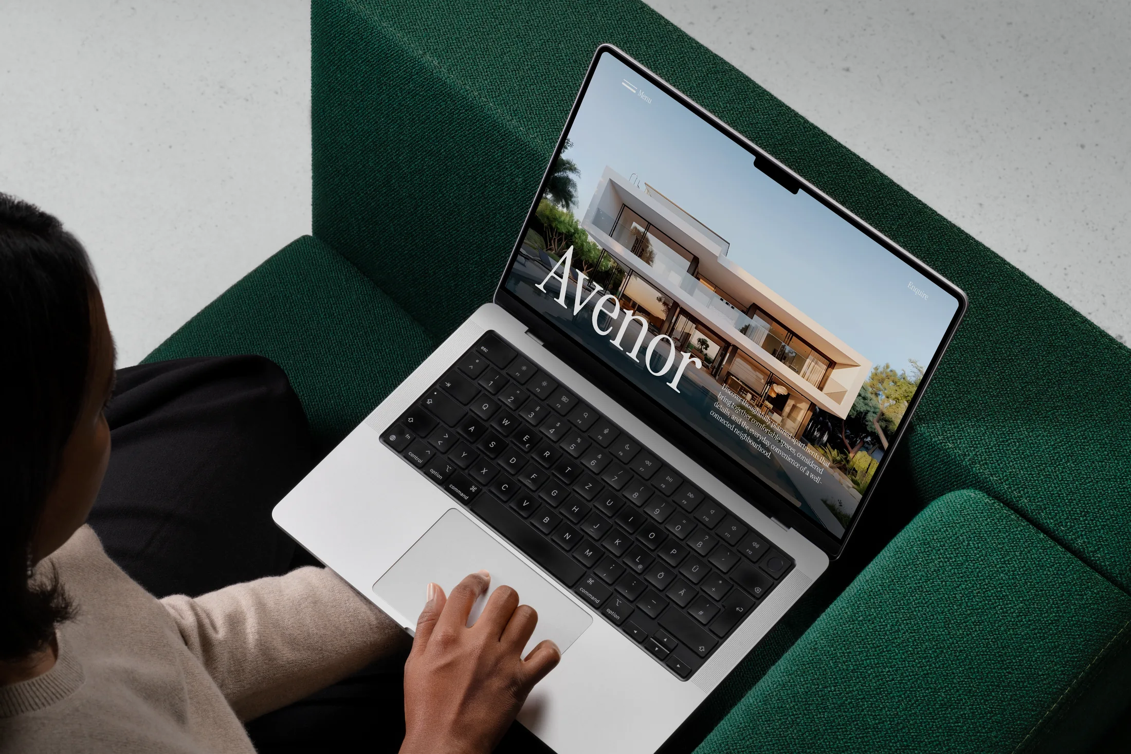 Avenor property website presented on a laptop