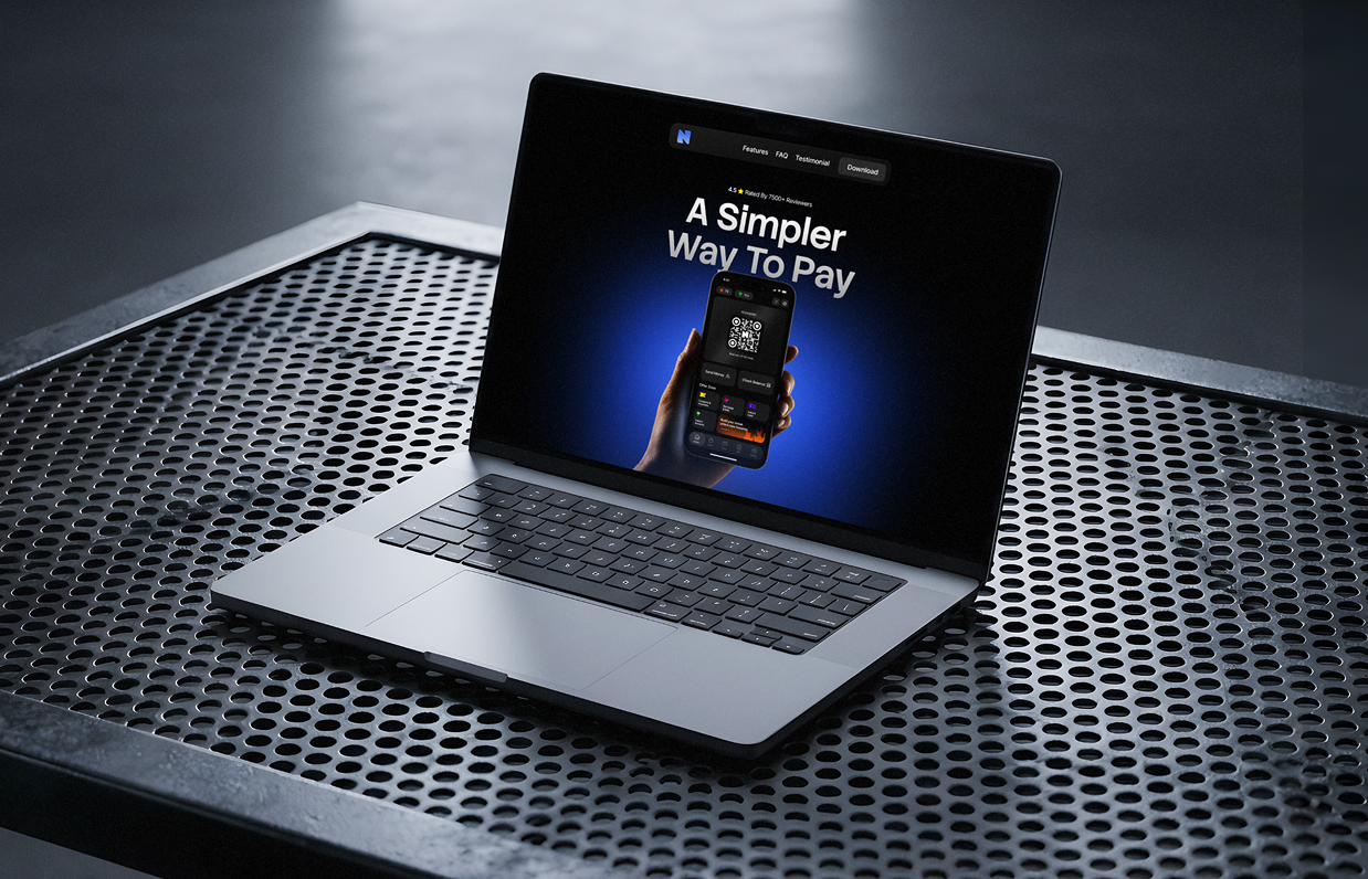 Nuv Pay payment product displayed on a laptop