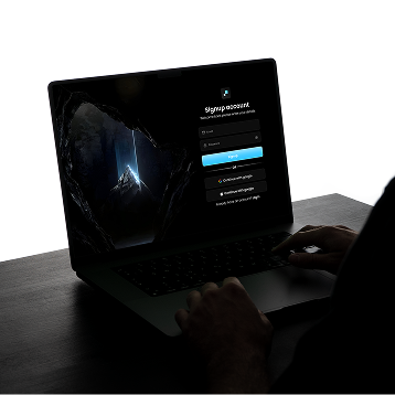 Laptop displaying a dark account signup interface